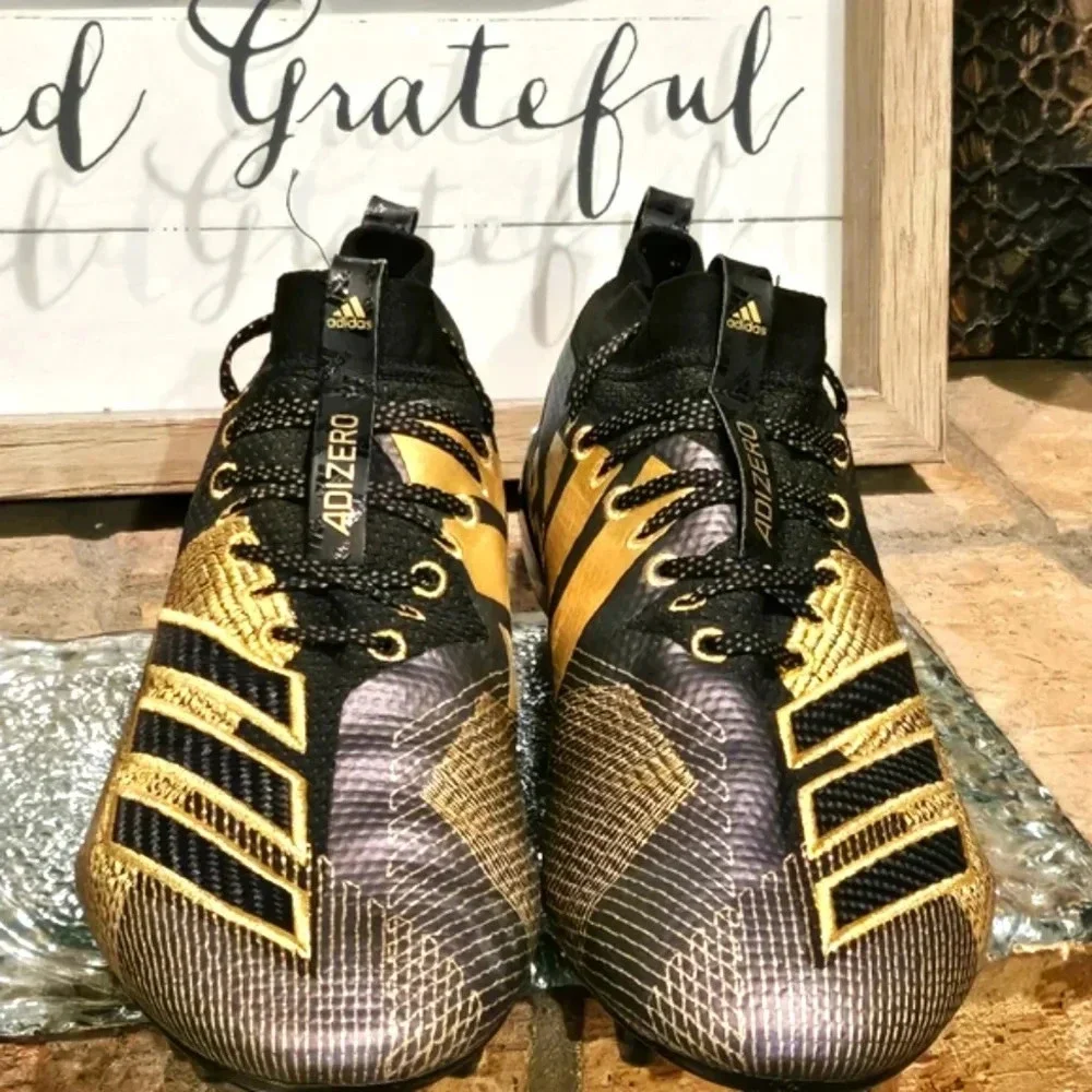 Adidas Men's Adizero 8.0 Burner Football Cleats Black Gold Purple Mens Sz 13